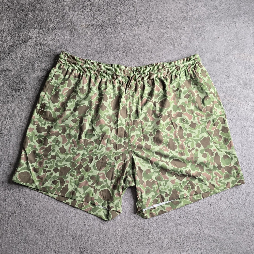 Warrior Shorts Mens 2XL Green Frogskin Camo Lined 5.5" Drawstring Pockets